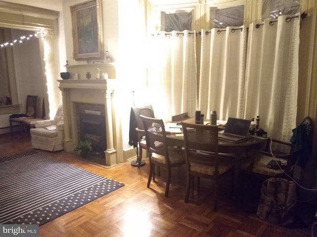 living area with a fireplace