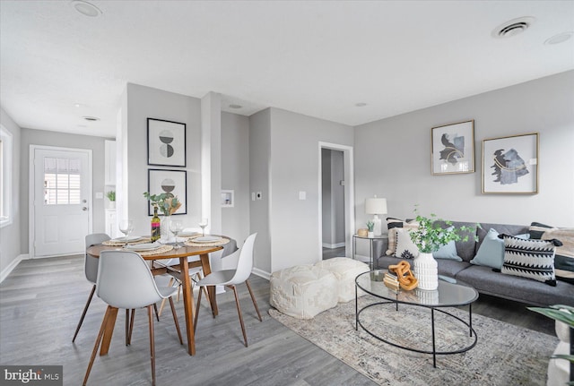 living room with hardwood / wood-style floors