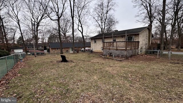 view of yard with a deck