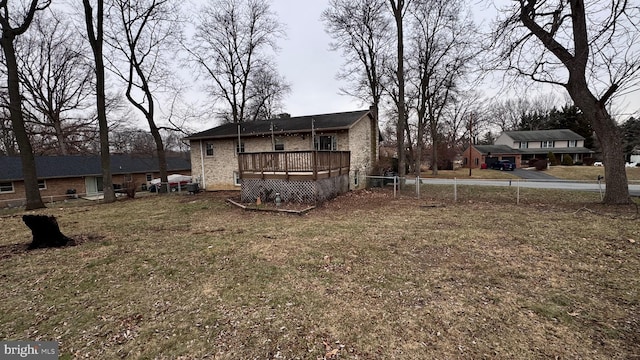 view of yard featuring a deck