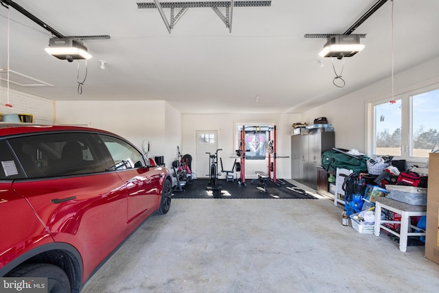 garage with a garage door opener