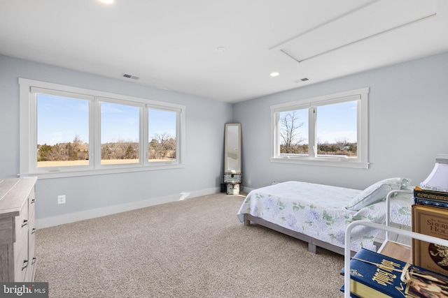 bedroom featuring carpet