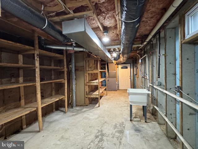 basement with sink