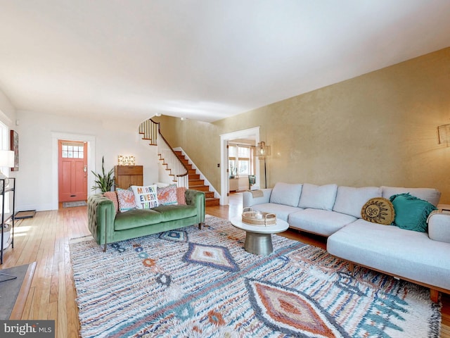 living room with wood-type flooring