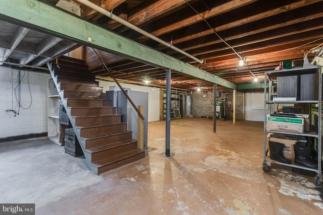 basement with electric water heater