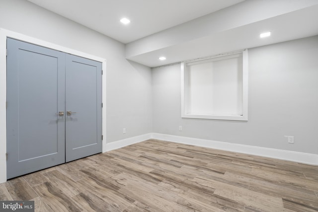 interior space with light hardwood / wood-style flooring