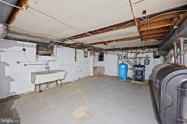 basement featuring sink