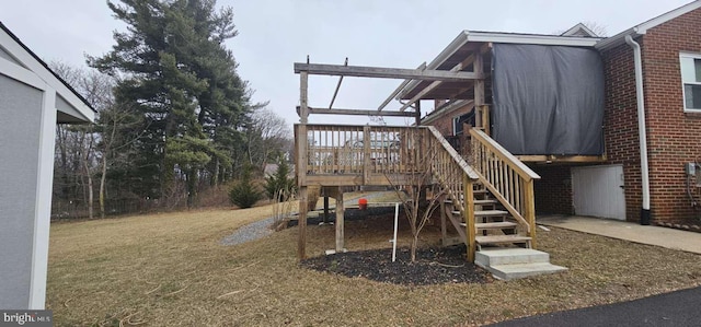 view of jungle gym with stairway