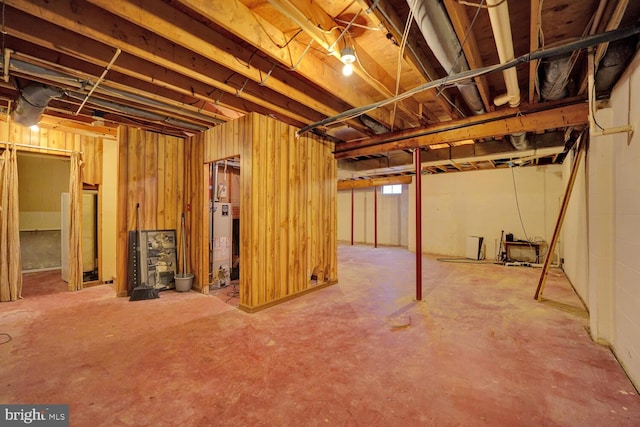 basement with gas water heater