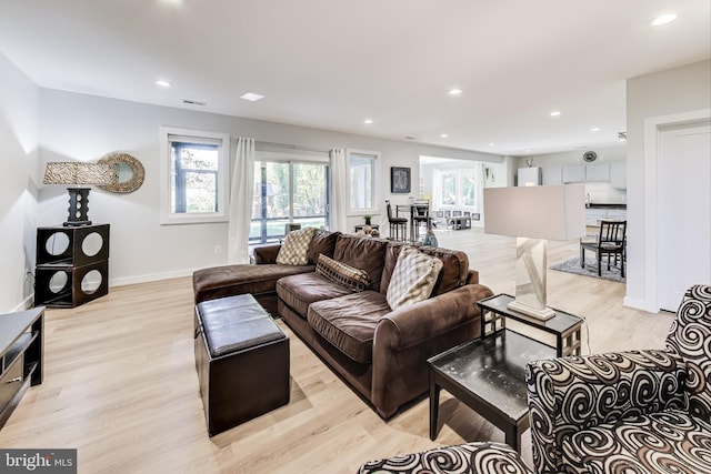 living room featuring light hardwood / wood-style flooring