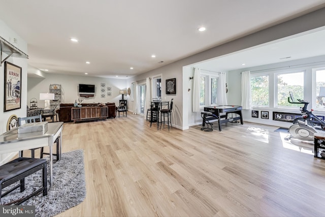 living room featuring light wood-type flooring