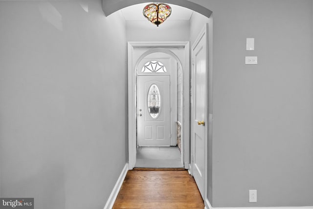 doorway featuring light wood-type flooring