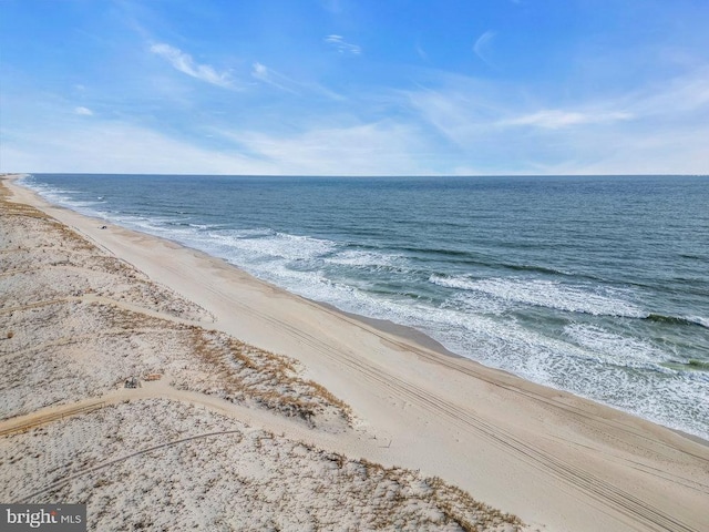 view of water feature featuring a beach view