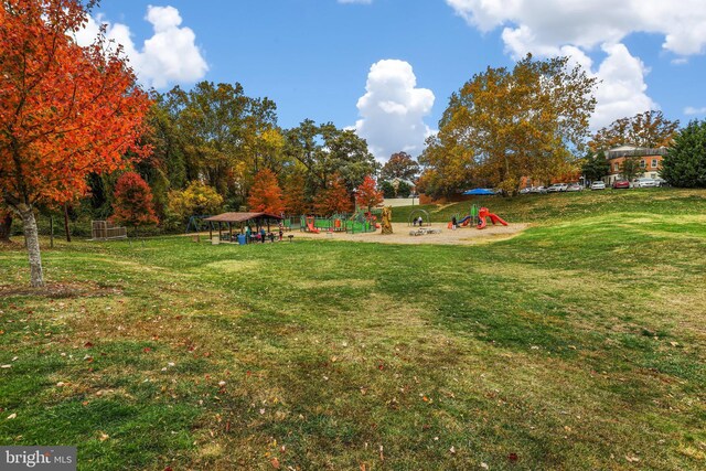 view of yard with a playground