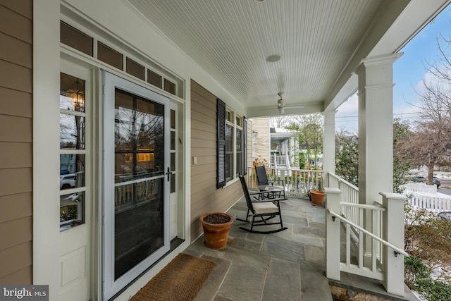 view of patio featuring covered porch