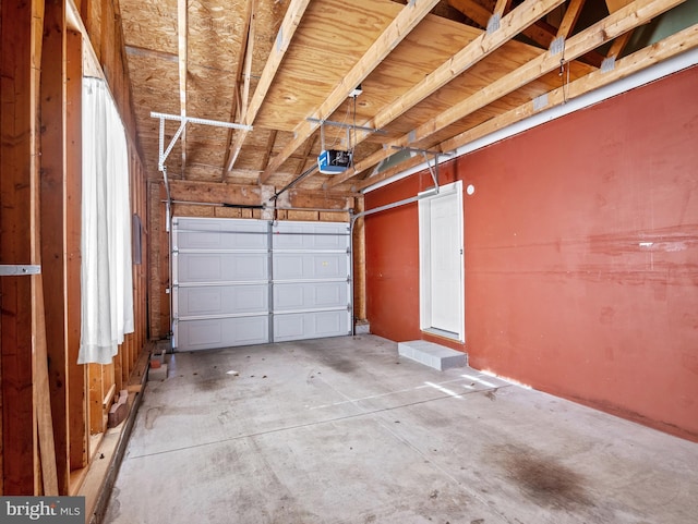 garage with a garage door opener