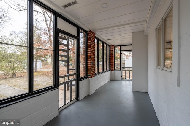 view of unfurnished sunroom