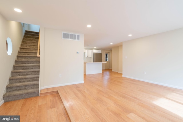 unfurnished living room featuring light hardwood / wood-style flooring