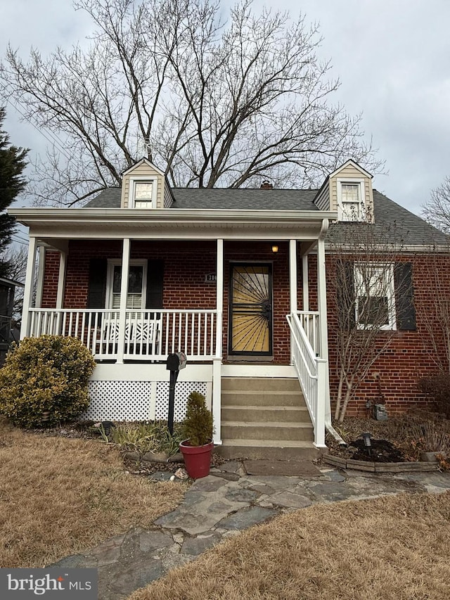 view of front facade featuring covered porch