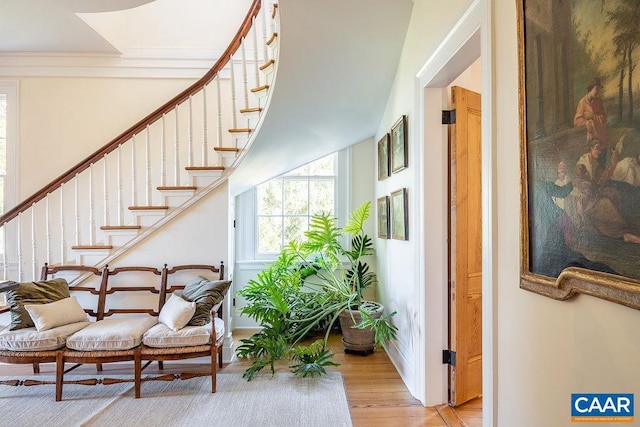 living area featuring light hardwood / wood-style floors