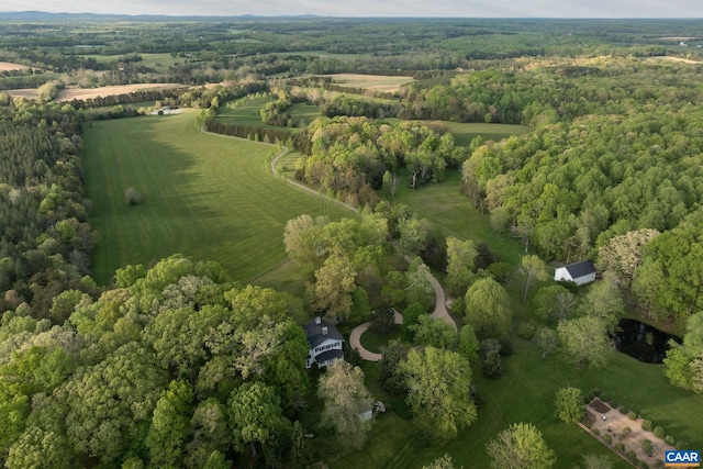 aerial view featuring a rural view