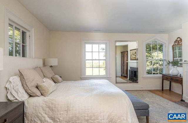 bedroom featuring light hardwood / wood-style floors