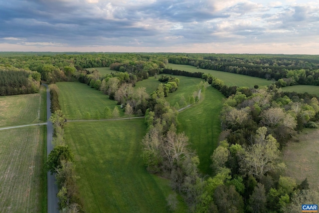 drone / aerial view with a rural view