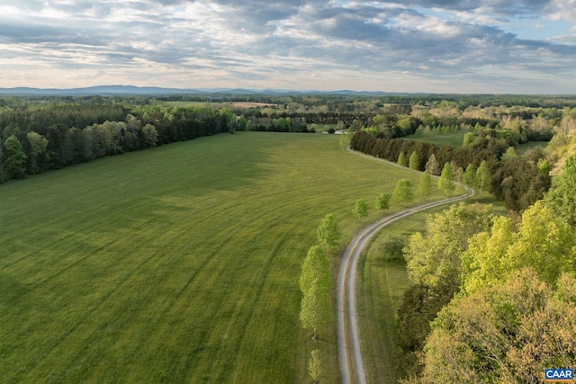 birds eye view of property featuring a rural view