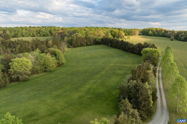 drone / aerial view with a rural view