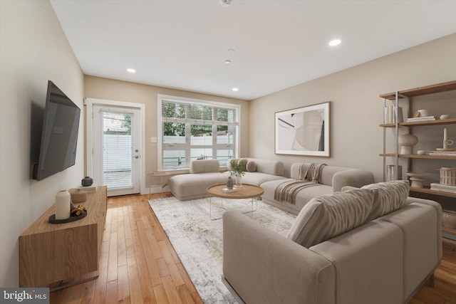 living room featuring light hardwood / wood-style floors