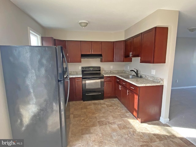 kitchen with sink and black appliances