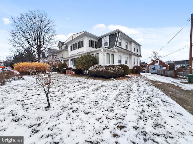 view of snowy exterior