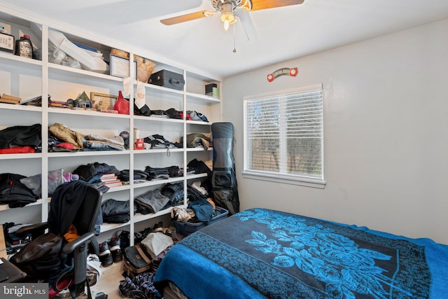 bedroom featuring ceiling fan