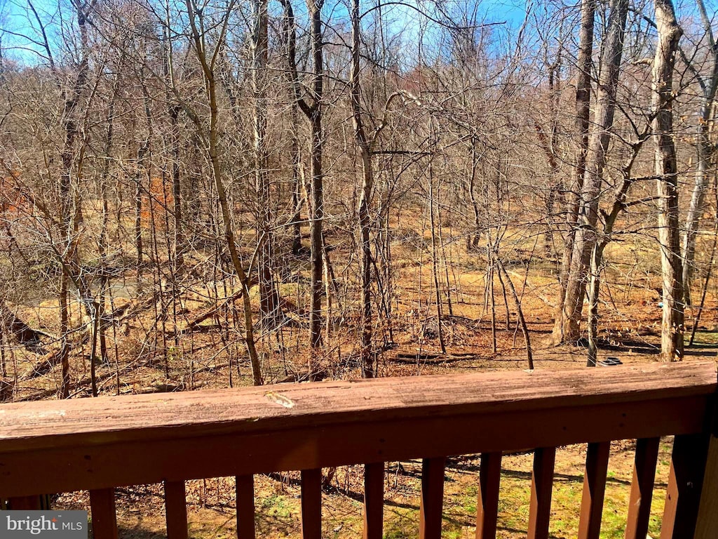 view of yard with a view of trees