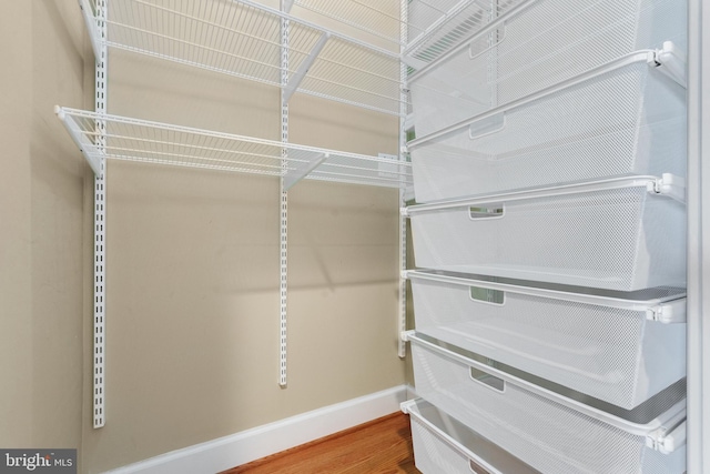 spacious closet with hardwood / wood-style floors