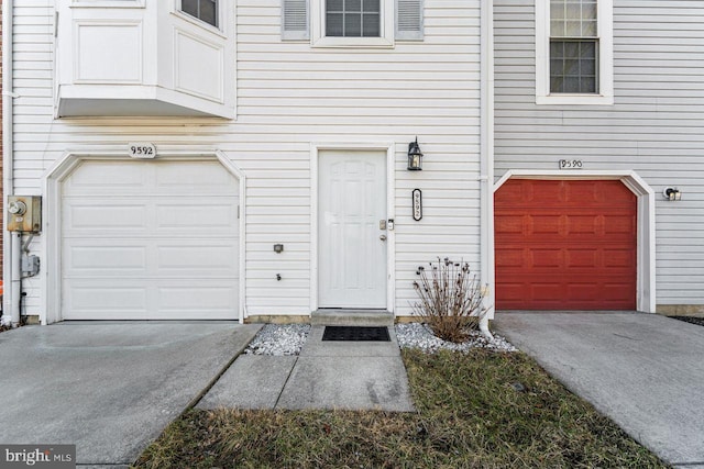 entrance to property with a garage