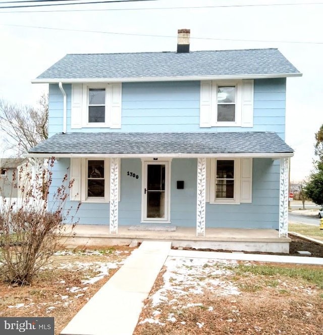 view of front of home with covered porch