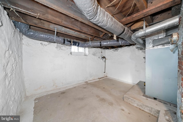 basement with heating unit