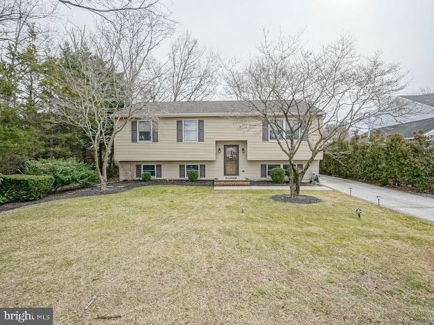 raised ranch with a front yard