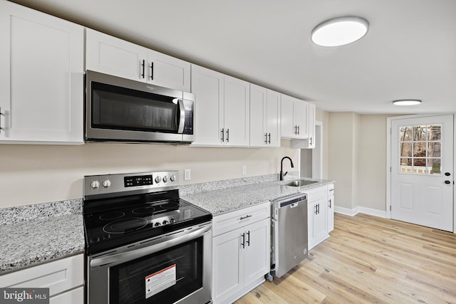 kitchen featuring sink, stainless steel appliances, and white cabinets