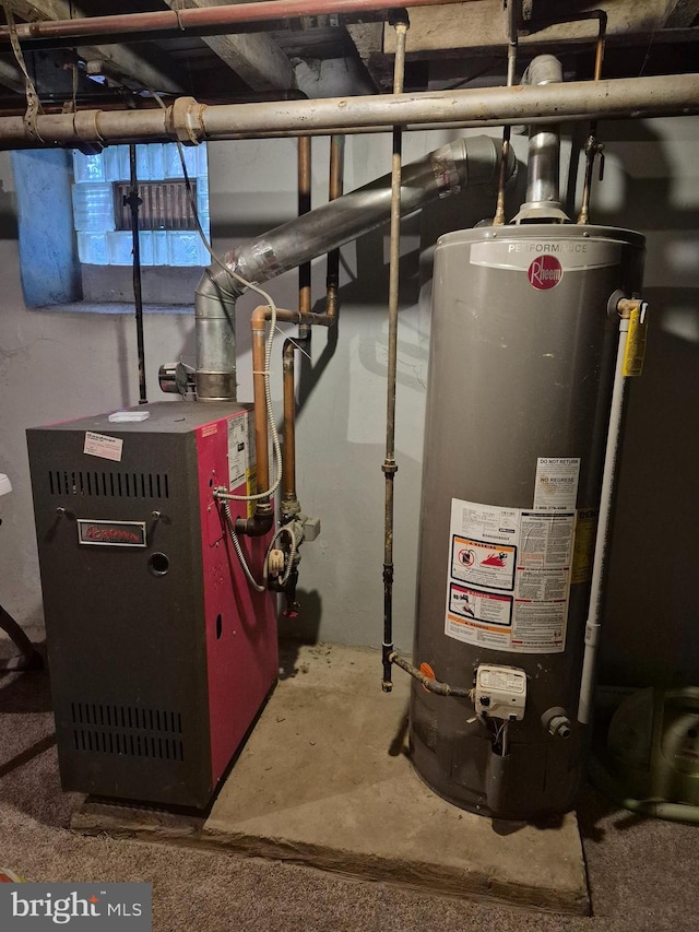 utility room with water heater