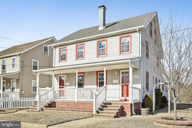 view of front facade featuring covered porch