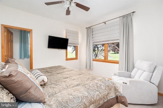 bedroom featuring ceiling fan