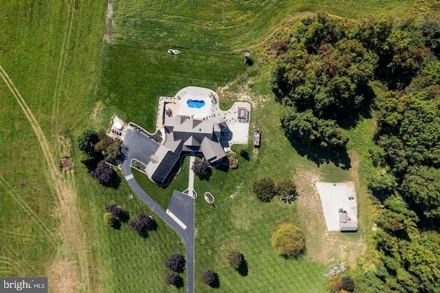 drone / aerial view with a rural view