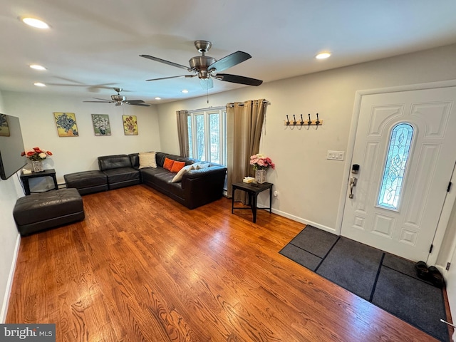 living room featuring wood-type flooring