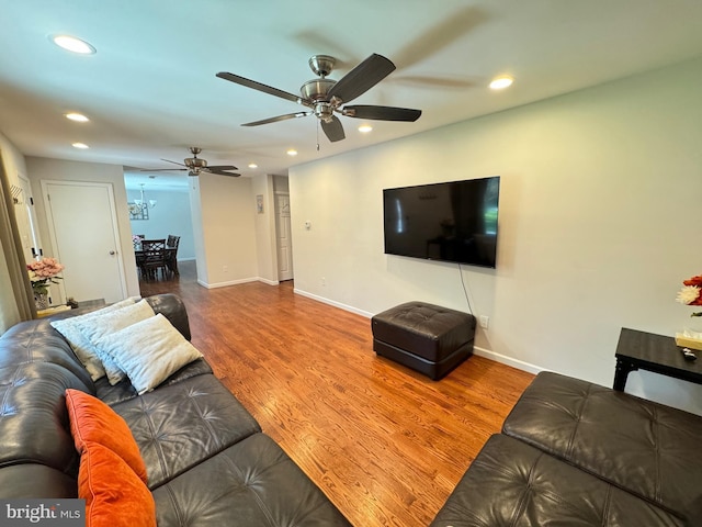 living room with hardwood / wood-style flooring