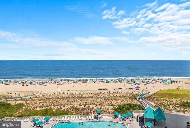 water view featuring a beach view