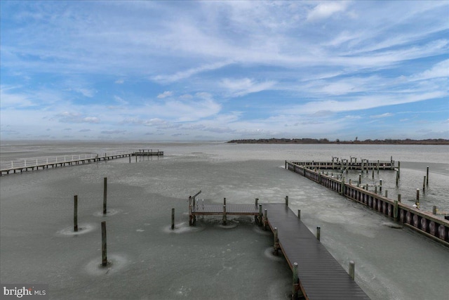 view of dock featuring a water view