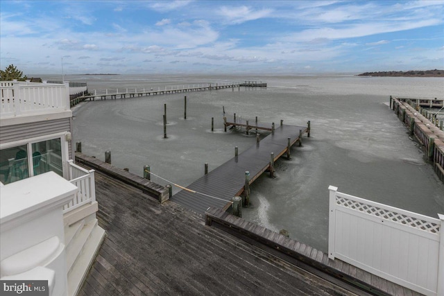 view of dock featuring a water view