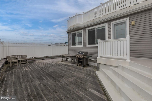 deck featuring grilling area